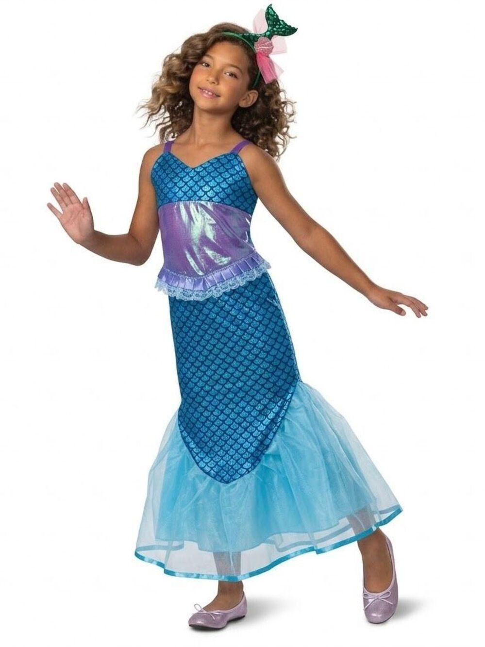 NEW Sparkly Blue Purple 2p Mermaid Costume Toddler Kids Size 3/4